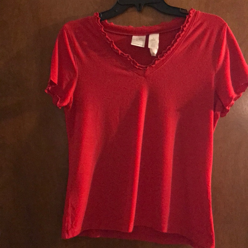 Emma James red knit blouse